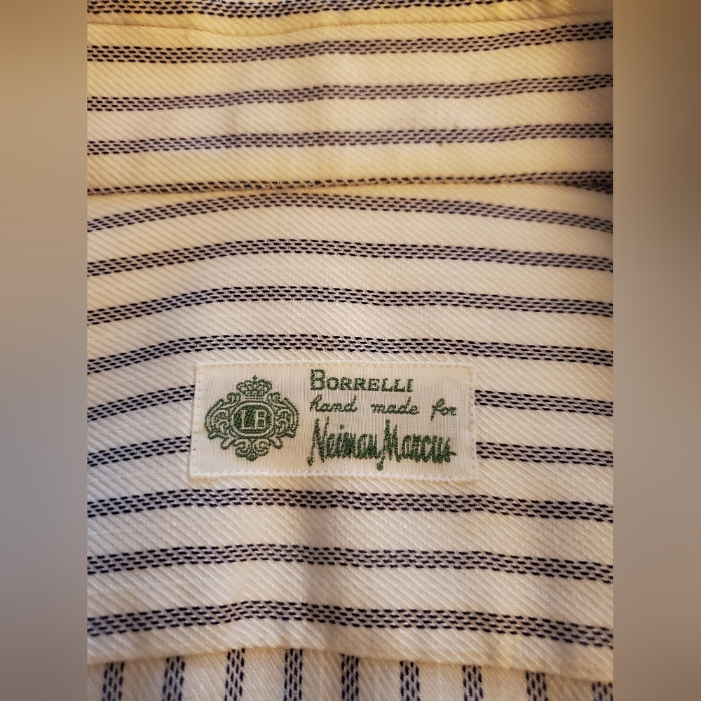 Borrelli Vintage Men's Cotton Long Sleeve Dress Shirt Large / 16.5